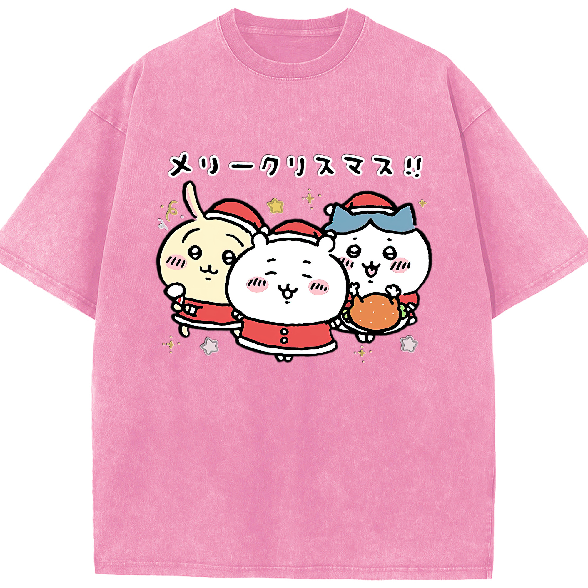 （画像用） ちいかわ ハチワレ Chii-kawa hachiware 綿100% ヴィンテージ風 半袖Tシャツ（フロントプリント）